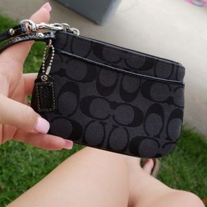 COACH Black Wristlet with "C" Logo Pattern